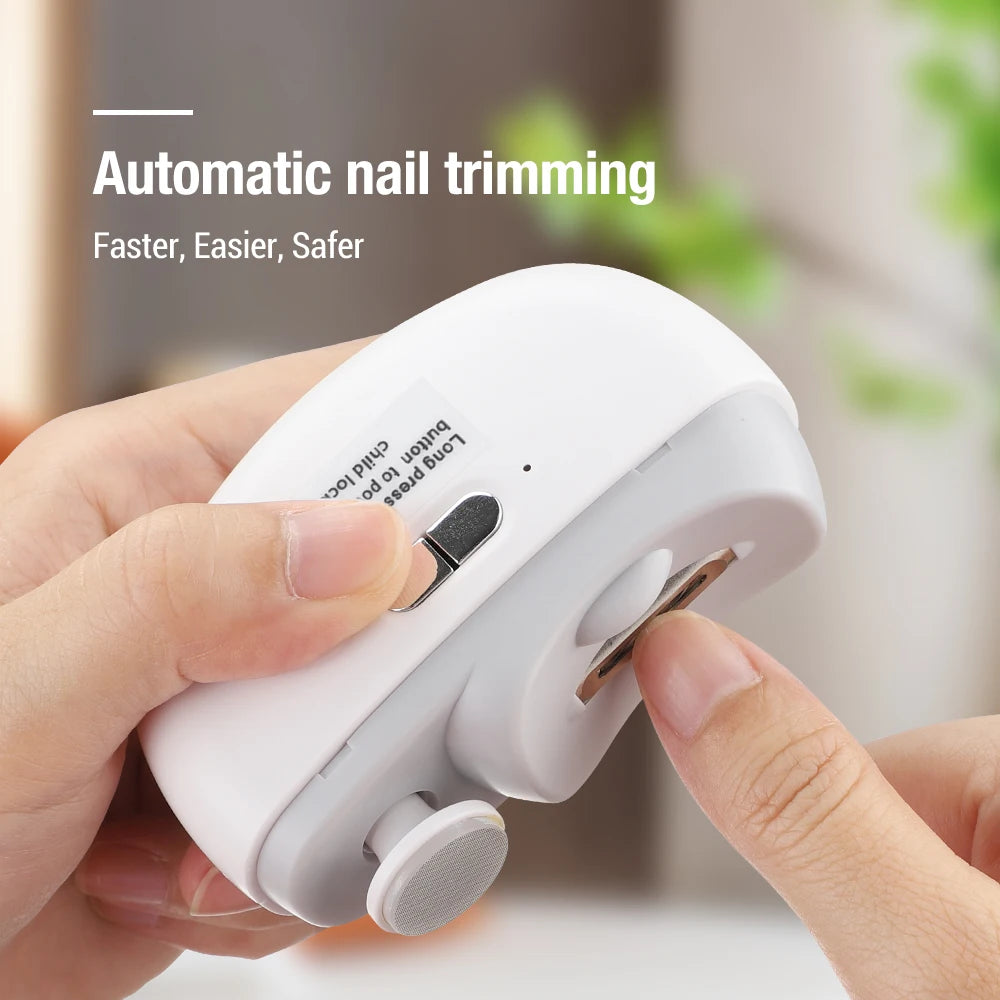 Electric Nail Clipper Grinding and Polishing with Light Automatic Nail Trimmer Rechargeable Nail Cutter Manicure for Baby Adult - MANDOTOS