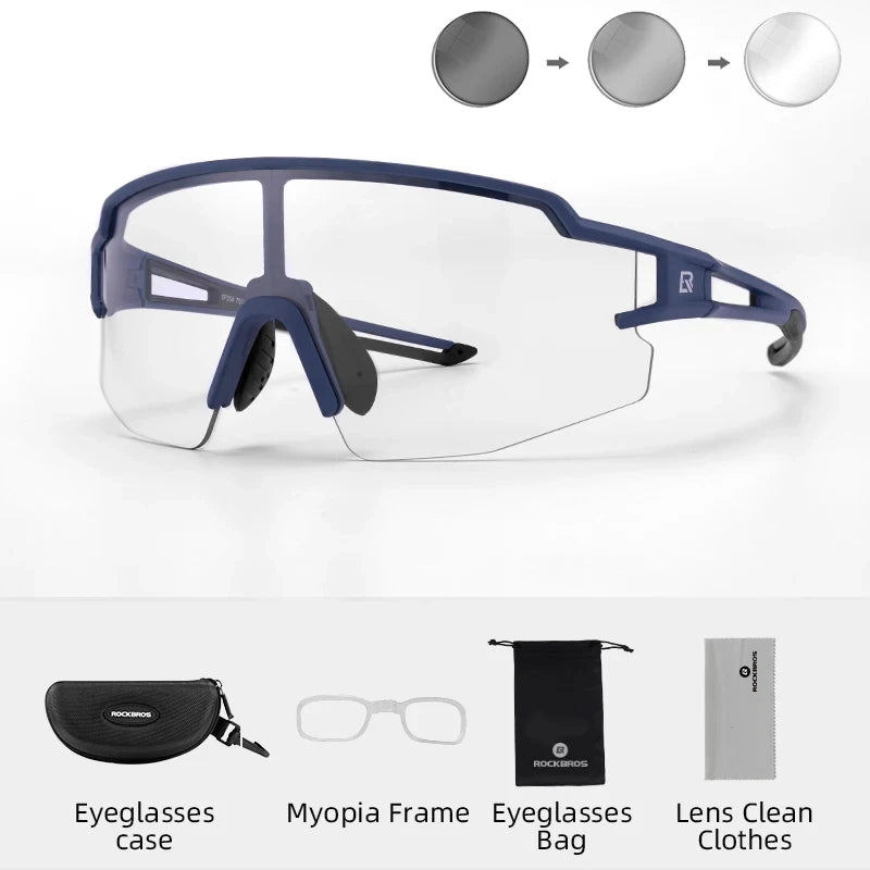 ROCKBROS Cycling Glasses Photochromic Polarized Lens Bike Glasses UV400 Protection Eyewear Sunglasses MTB Road Bicycle Goggles - MANDOTOS
