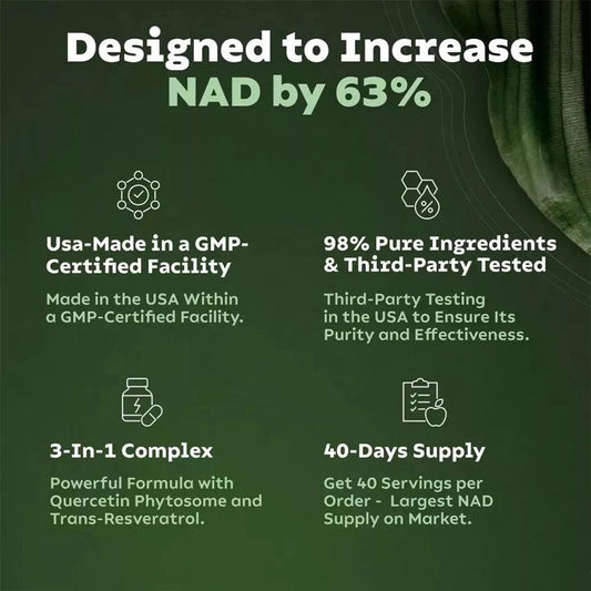 NAD+ Supplements for Anti-Aging Energy Focus and Nicotinamide Riboside Resveratrol - MANDOTOS