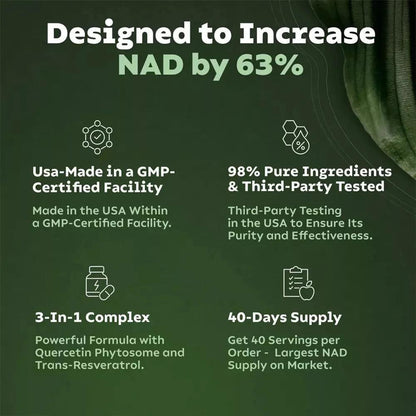 NAD+ Supplements for Anti-Aging Energy Focus and Nicotinamide Riboside Resveratrol - MANDOTOS