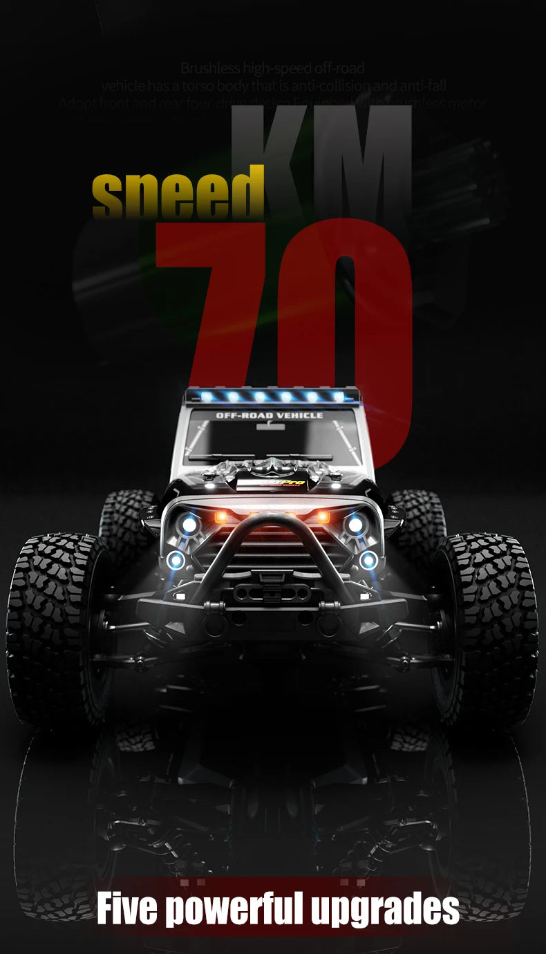 Teeggi 16101 /16102 PRO 1:16 High Speed RC Car With LED Light Drift 70KM/H 4WD RC Off-Road Car Monster Truck Toy For Kid Gifts - MANDOTOS