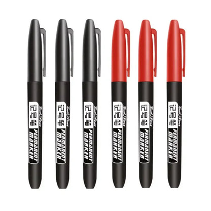 6PCs/Set Permanent Marker Pen Fine Point Waterproof Markers Thin Nib Crude Nib Black Blue Red Ink 1.5mm Fine Color Marker Pens