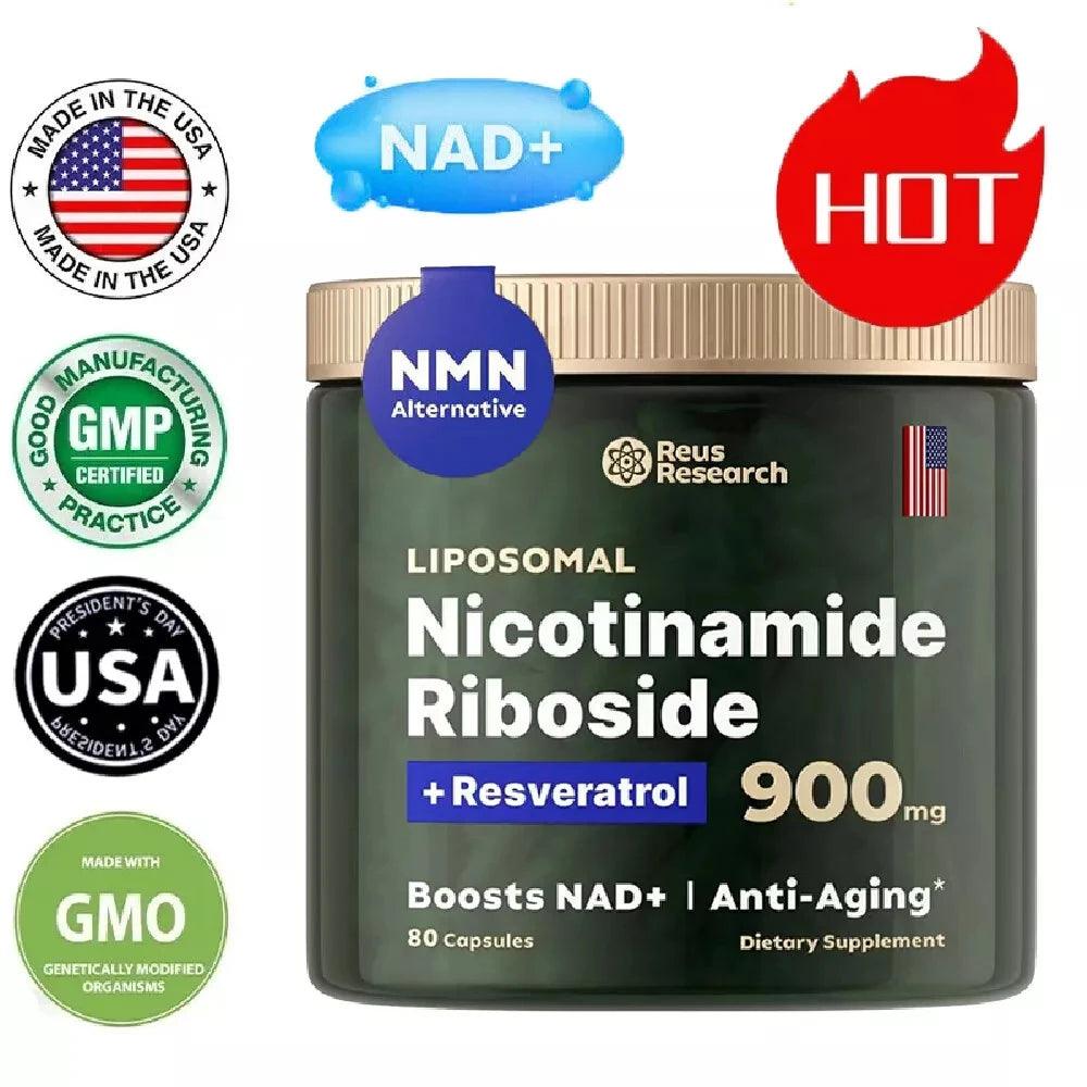 NAD+ Supplements for Anti-Aging Energy Focus and Nicotinamide Riboside Resveratrol - MANDOTOS