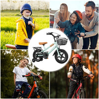12 Inch Children Kids Bike Bicycle with Training Wheels & Basket Toddler Kids Bicycle for Ages 3-7 Years Old Boys Girls Train