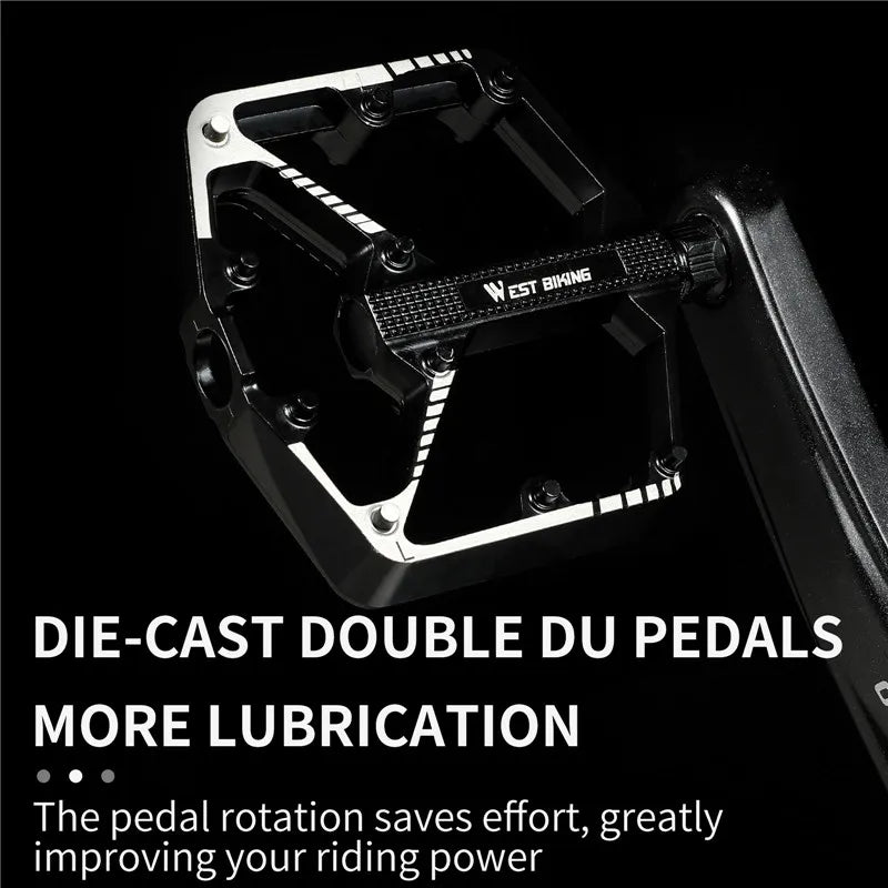 WEST BIKING Bicycle Pedals Sealed DU Bearing Nonslip Pedal Mountain Road Bike Cycling Alloy MTB Pedal Bicycle Accessories