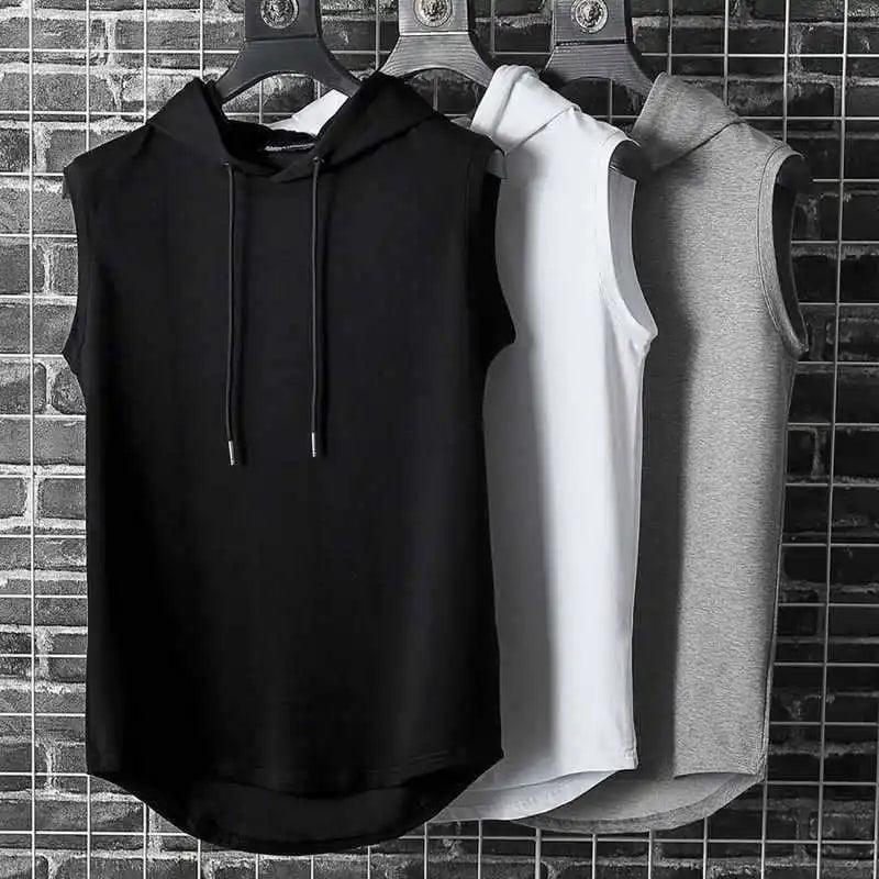 Solid Color 2023 Brand New Men's Tank Tops Vest Sleeveless Tees For Male Hooded Man Vests Tops Hip Hop Men Tank Top T shirt - MANDOTOS