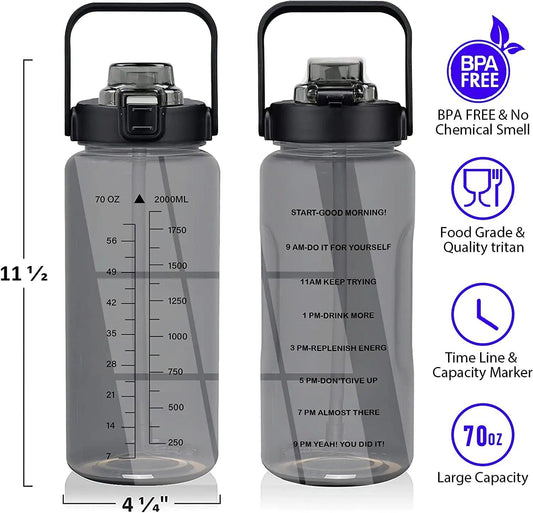 64oz Motivational Hydration Bottle - MANDOTOS
