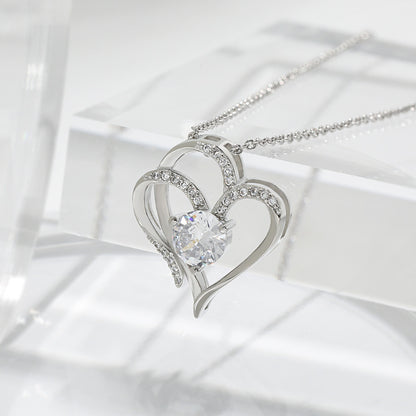 Zircon Double Love Necklace with Rhinestones 💖 Sparkling heart-shaped design for timeless elegance! - DefaultWhite Gold NecklaceWhite Gold Necklace
