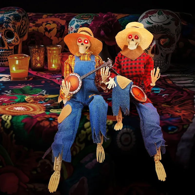 Light-Up Guitarist Skeleton: Spooky Halloween DecorationDefault