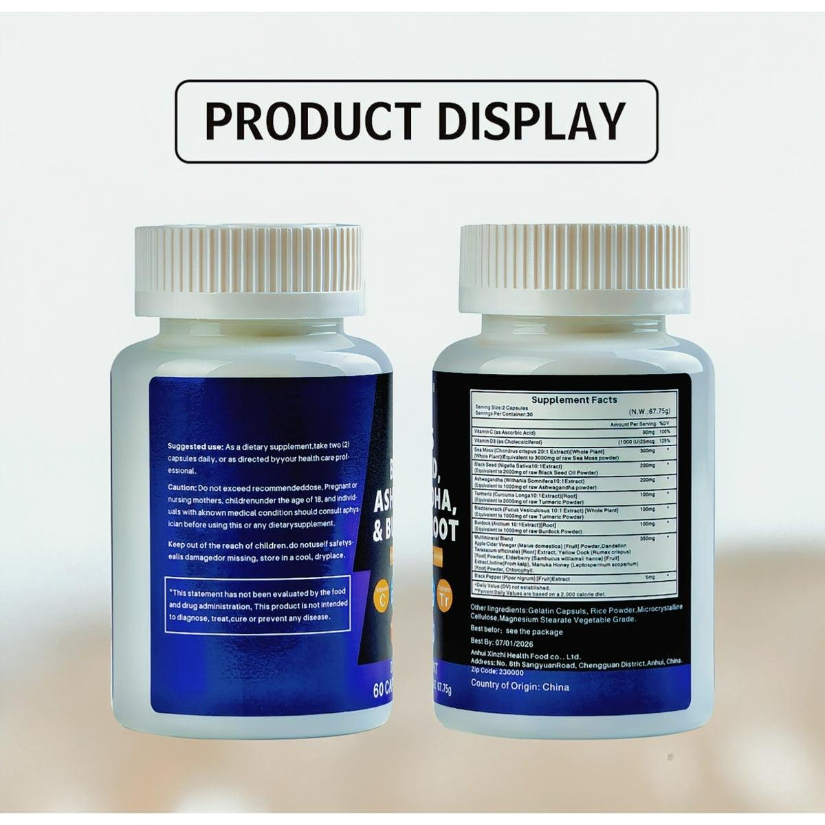 Abronikey Sea Moss 60 Capsules Immune Support & Digestive Health Natural Sea Moss Supplement Rich In Minerals & Vitamins - MANDOTOS