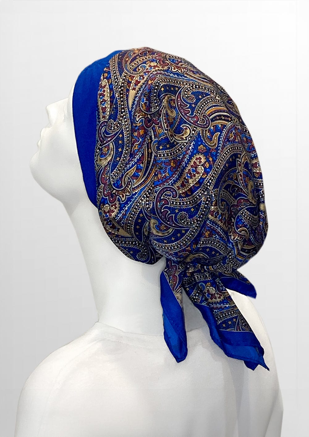 Retro Kerchief Headscarf - Blue Paisley