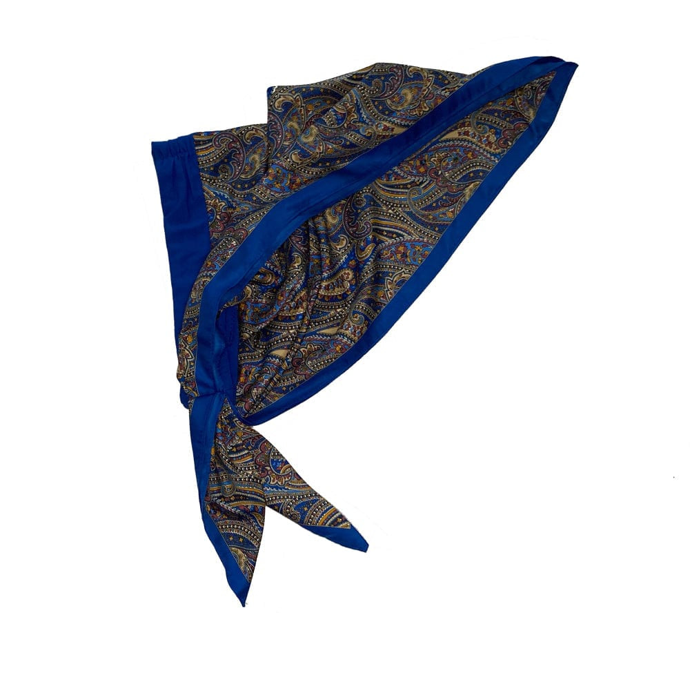 Retro Kerchief Headscarf - Blue Paisley