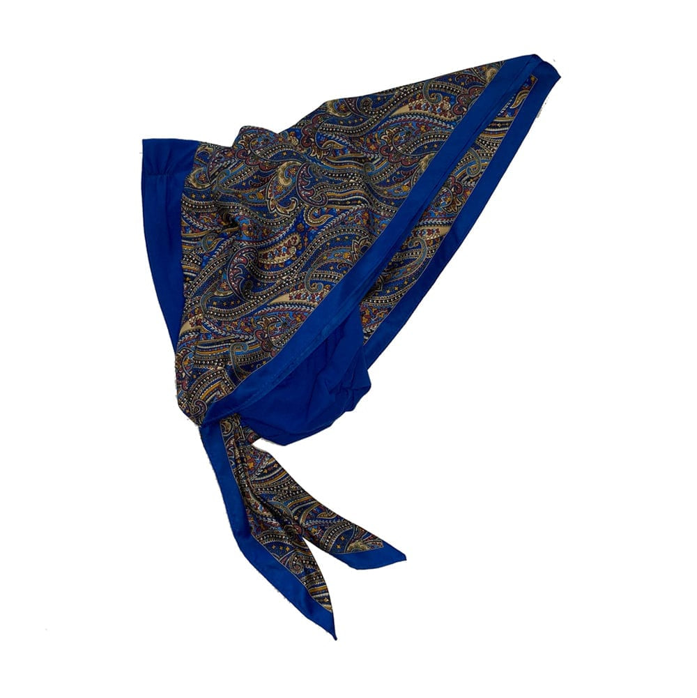 Retro Kerchief Headscarf - Blue Paisley