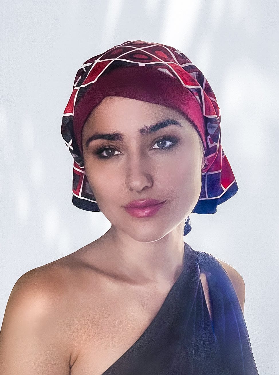 Retro Kerchief Headscarf - Ruby Geometric