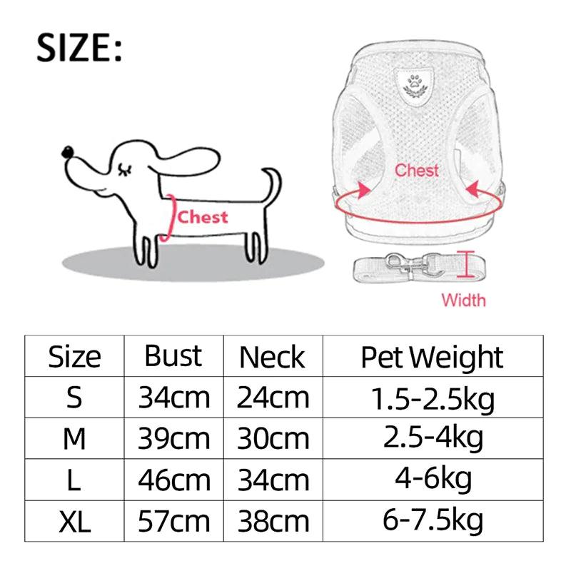 Adjustable Reflective Pet Harness with Leash - MANDOTOS