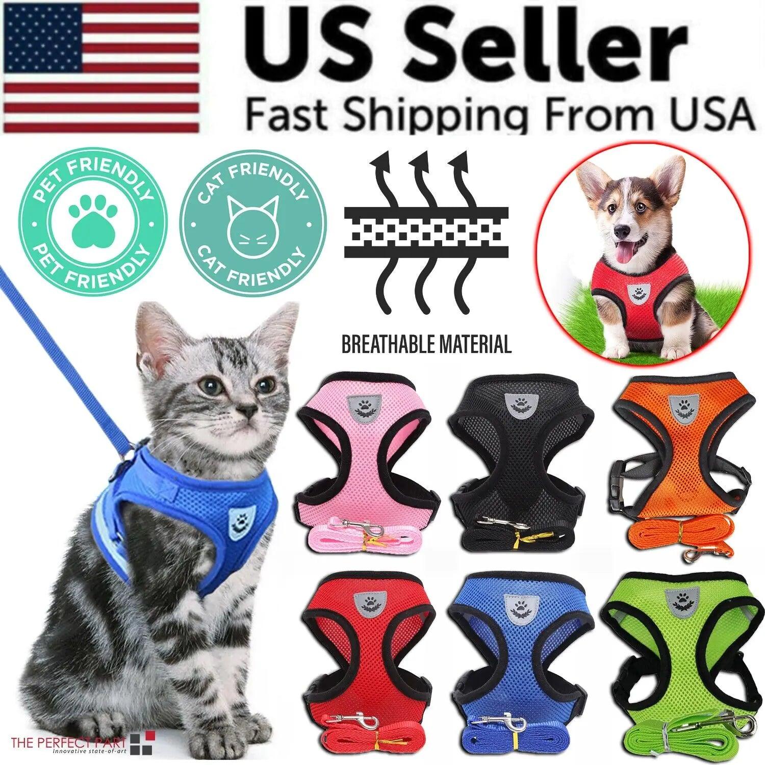Adjustable Reflective Pet Harness with Leash - MANDOTOS