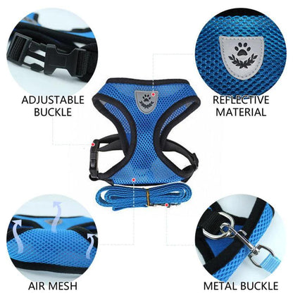 Adjustable Reflective Pet Harness with Leash - MANDOTOS