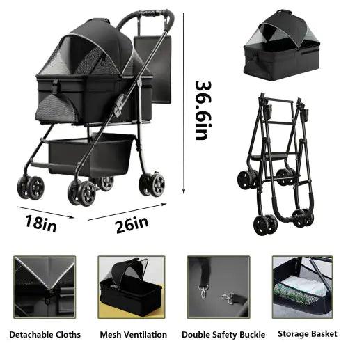 All-In-One Pet Travel Stroller and Carrier - MANDOTOS