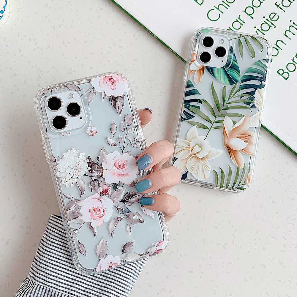 Watercolor banana leaf and floral design by Ancient Energy, ideal for protecting mobile phone cases.