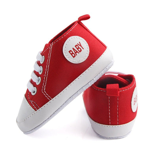 Ancient Energy canvas sports sneakers for babies and toddlers, soft sole, anti-slip infant walkers for boys and girls.