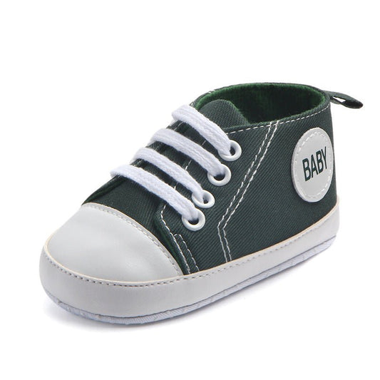 Ancient Energy canvas sports sneakers for babies, toddler soft sole shoes, anti-slip infant walkers for boys and girls.