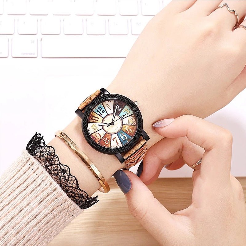 Vintage leather women's quartz wrist watch by Ancient Energy, featuring a casual style and classic clock face.