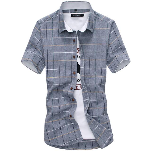 Ancient Energy men's cotton short sleeve button collar shirt displayed flat, showing classic collar and clean design.