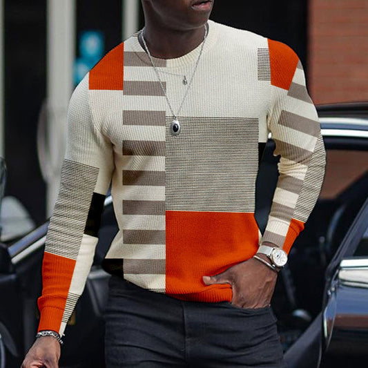 Ancient Energy men's 3D pullover casual long sleeve T-shirt with a modern design and comfortable fit.