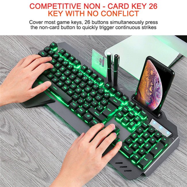 Ancient Energy gaming wired mechanical keyboard with RGB backlit keys and durable design for gaming and typing.