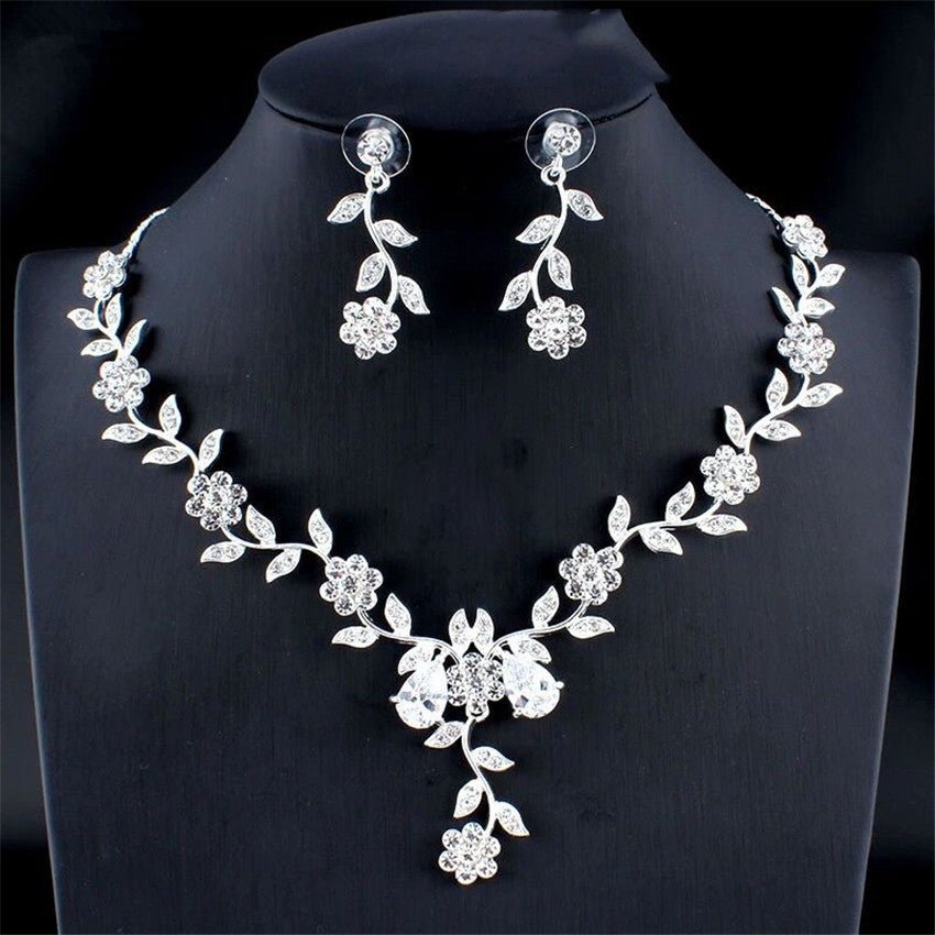 Ancient Energy golden zircon bridal jewelry set with a necklace and earrings for wedding or special occasions.