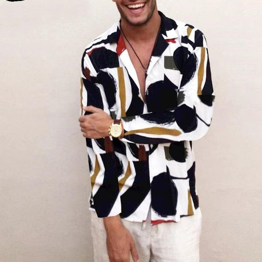 Plus size Hawaiian men's blouse shirt with vibrant print from Ancient Energy, featuring colorful tropical floral design.