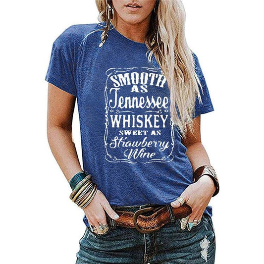 Ancient Energy women's short-sleeved blouse with letter printing, round neck, casual T-shirt for women.