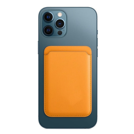 Luxury magnetic leather card holder wallet case for iPhone 14 Pro Max, 13, 12 by Ancient Energy, featuring sleek design and card slots.