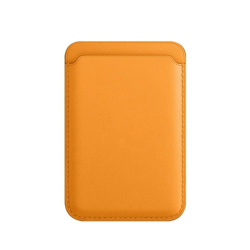 Luxury magnetic leather card holder wallet case for iPhone 14 Pro Max, 13, 12 by Ancient Energy with card slots and sleek design.