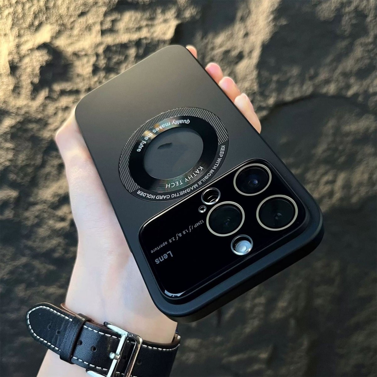 Ancient Energy magnetic suction large window protector phone case with secure magnetic closure and durable design.