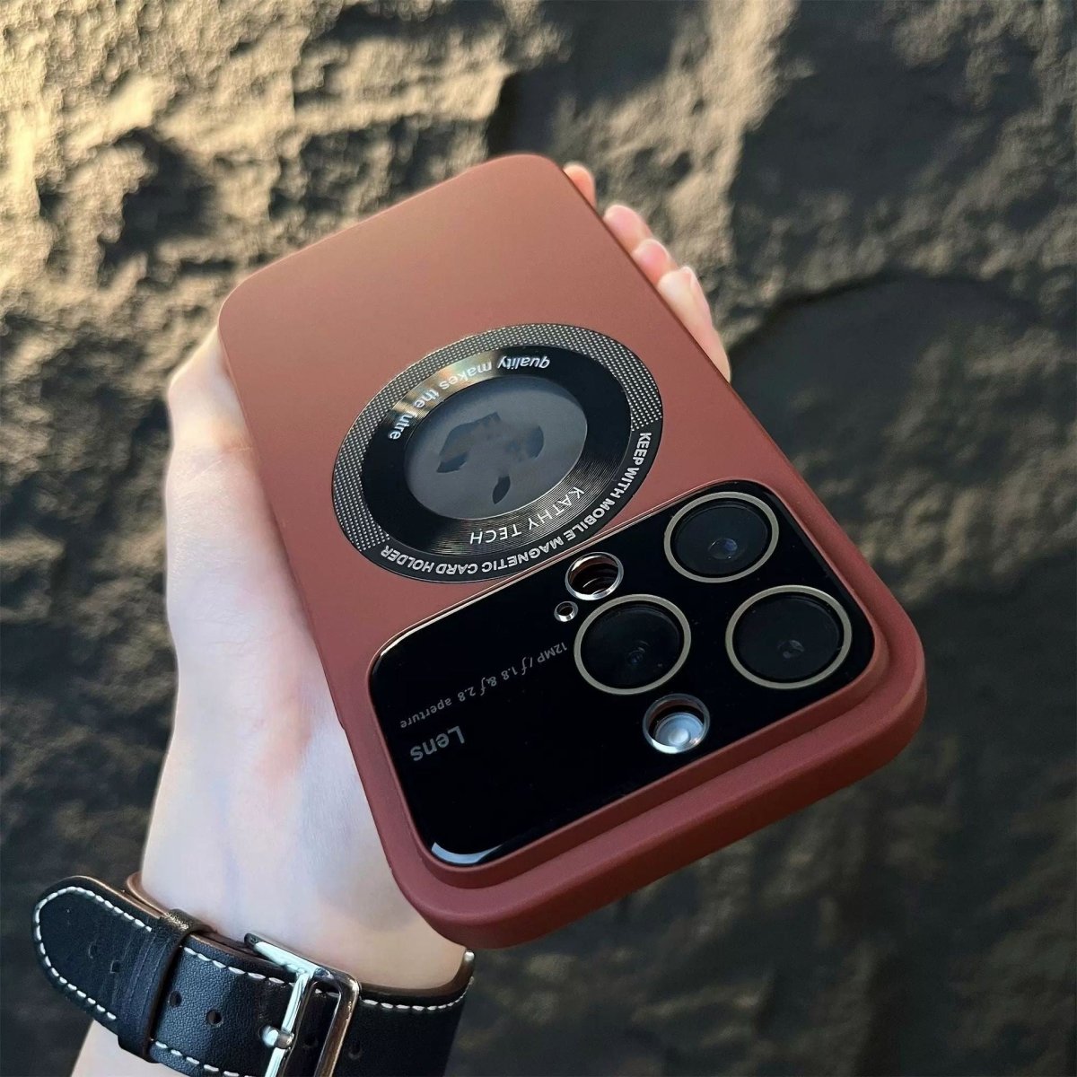 Ancient Energy magnetic suction large window protector phone case attached to a smartphone screen.