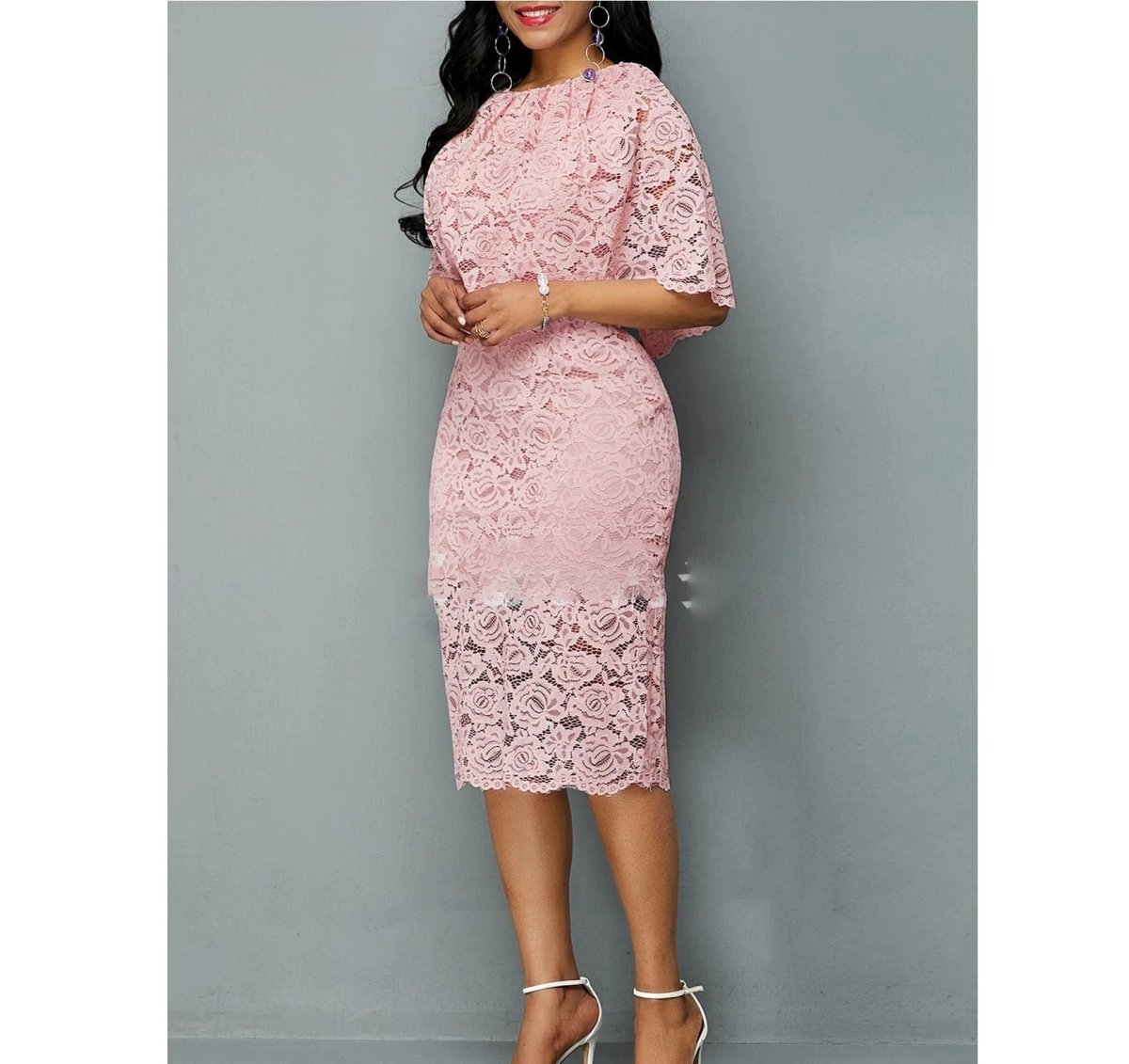 African Lace Dress for Women by Ancient Energy, plus size maxi dress with Ankara dashiki design and elegant wedding outfit style.