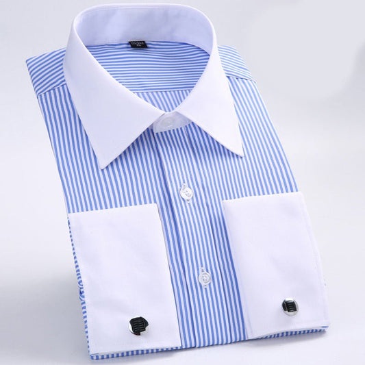 Men's white business shirt by Ancient Energy, tailored fit with long sleeves and button-down front, suitable for professional attire.