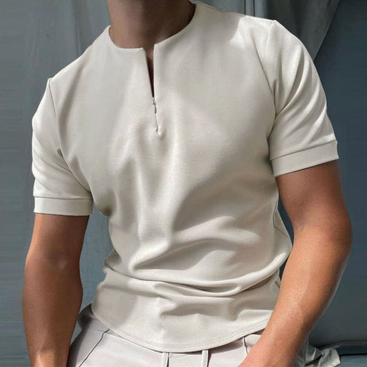 Men's solid color polo shirt by Ancient Energy, short-sleeved summer men's clothing, casual and comfortable style.
