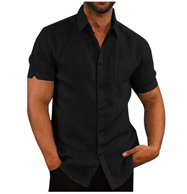 Men's short sleeve summer shirt by Ancient Energy, casual loose fit solid color tee for warm weather.