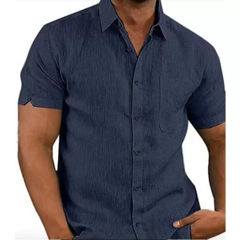 Men's short sleeve summer solid shirt by Ancient Energy, casual loose fit tee, lightweight and comfortable for warm weather.
