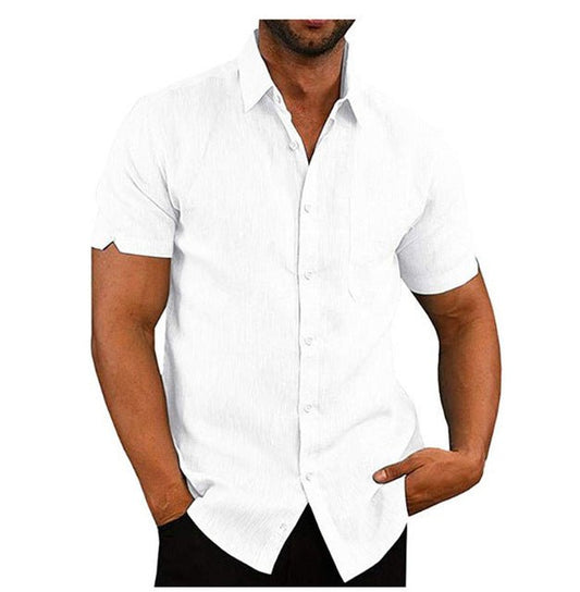 Ancient Energy men's short sleeve summer solid shirt, casual loose fit tee with round neckline, lightweight and breathable fabric.