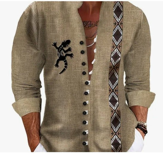 Men's fashion 3D printed shirt top by Ancient Energy, featuring a vibrant, modern design and comfortable fit.