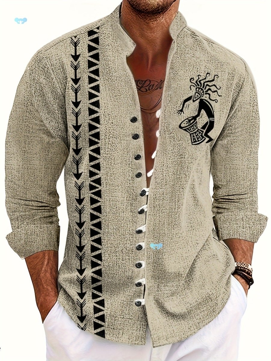 Mens fashion 3D printed shirt top by Ancient Energy, featuring vibrant geometric patterns and modern design.