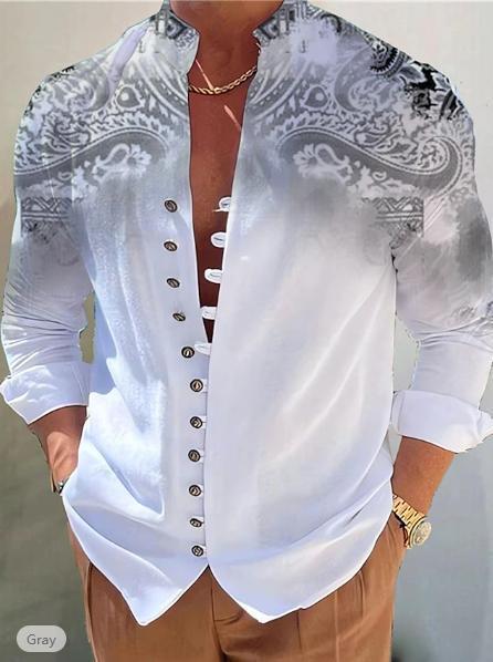 Men's fashion 3D printed shirt top by Ancient Energy featuring intricate designs in vibrant colors.