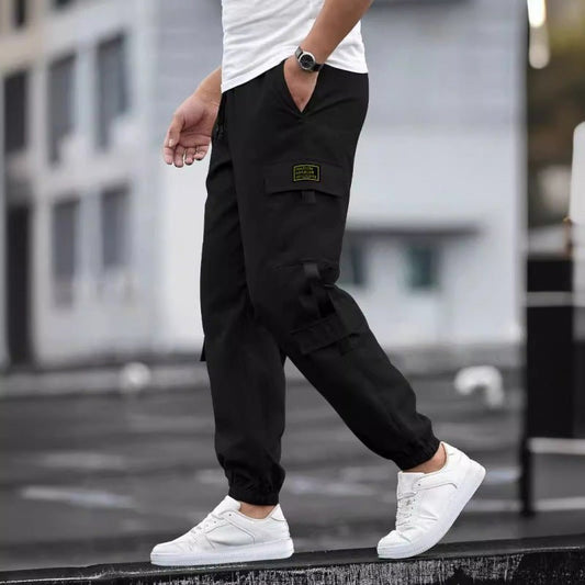 Men's retro jogger casual work pants by Ancient Energy, featuring a relaxed fit and comfortable fabric for everyday wear.