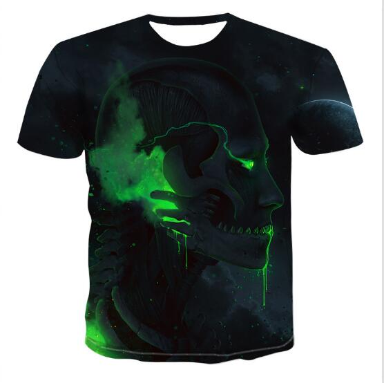 Men's 3D Skull T-shirt by Ancient Energy featuring a bold skull graphic on black fabric.