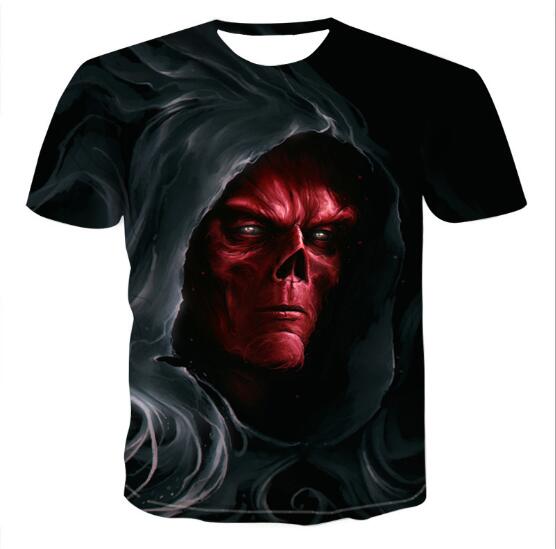 Men's 3D skull T-shirt by Ancient Energy featuring a bold skull graphic on black fabric.