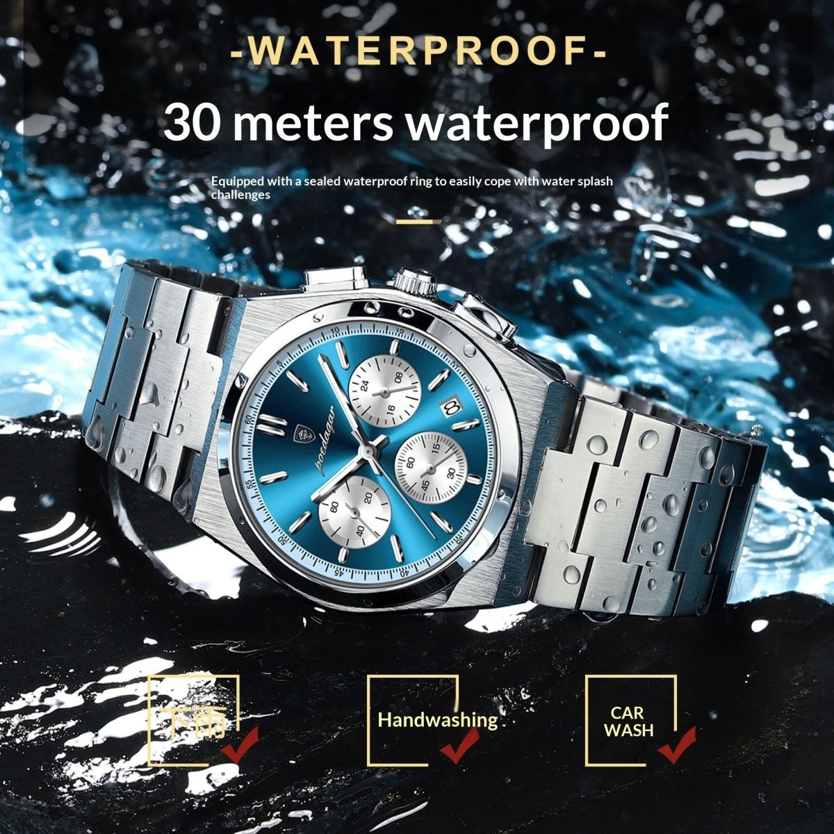 Ancient Energy men's waterproof multifunctional luminous ultra-thin watch showing time and features on a black dial.