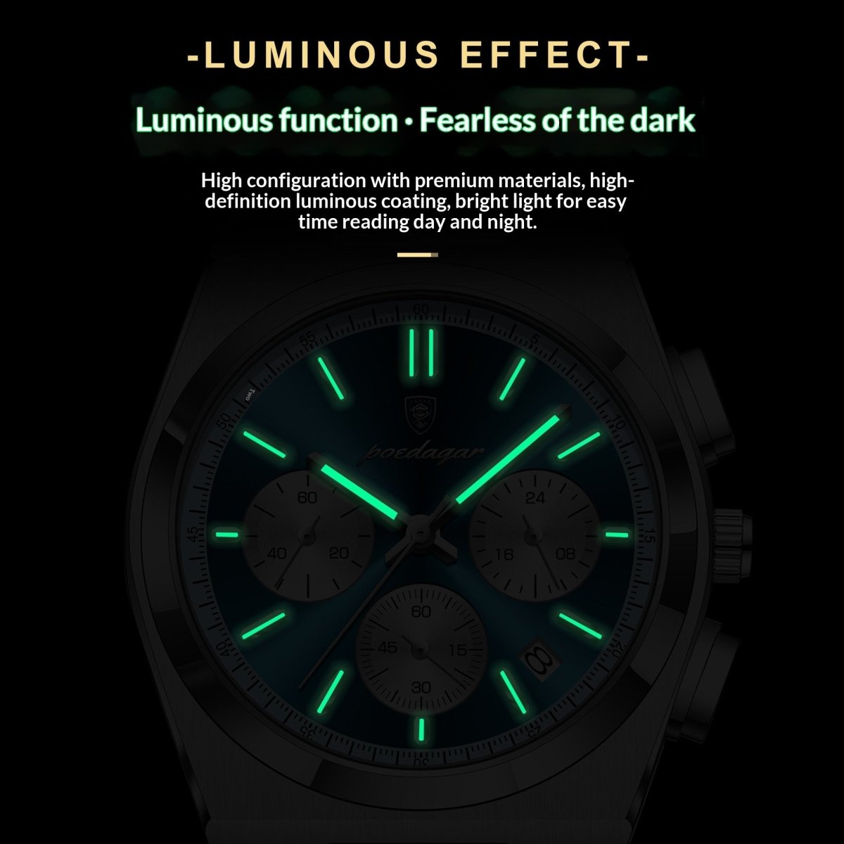 Ancient Energy men's waterproof multifunctional luminous ultra-thin watch with a sleek black dial and stainless steel band.